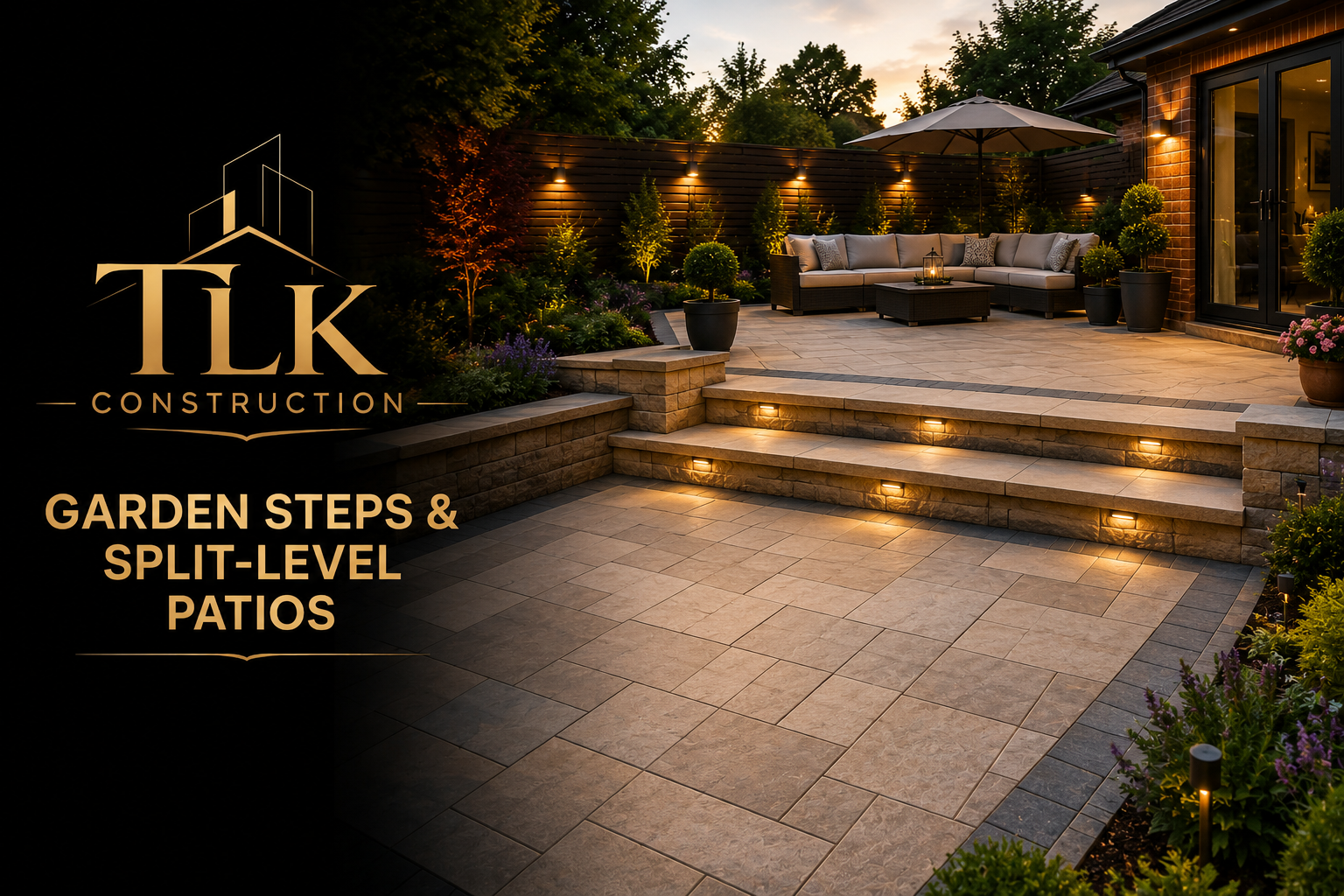 Garden Steps & Split-Level Patios by TLK Construction