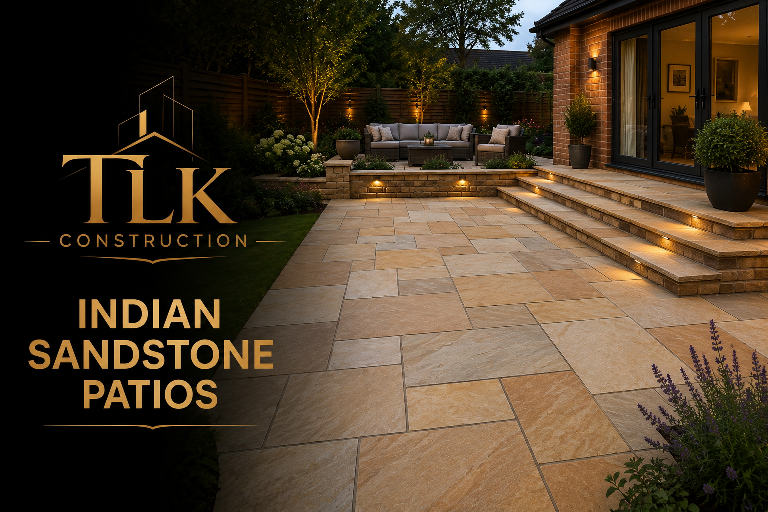 Indian Sandstone Patios by TLK Construction